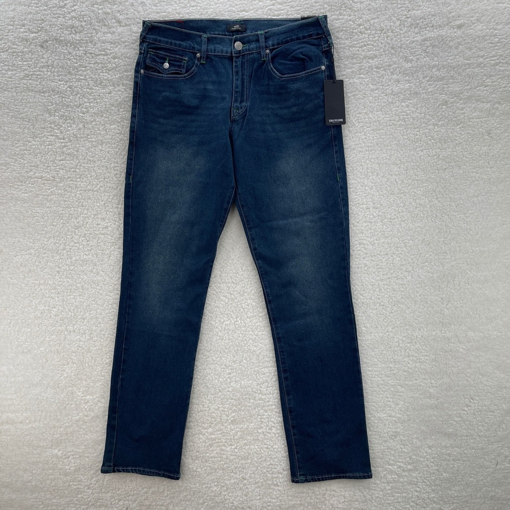 True Religion Jeans Mens 34x35 Blue Ricky Flap Pocket Straight Leg Y2K Grunge